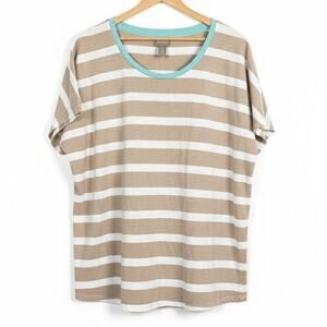 Chico's Women XL Coastal Nautical Minimalist Preppy Staple Stripe Dolman T-Shirt